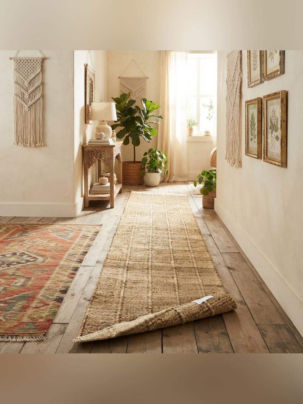 Nordic Knots 100% Jute Runner Rug Cream 2.5 x 9 FT GoodWeave Certified